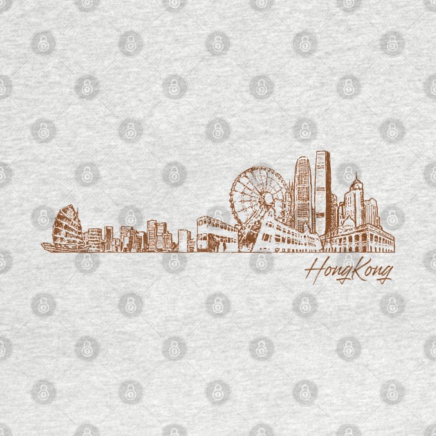 Hong Kong hand drawn skyline by SerenityByAlex